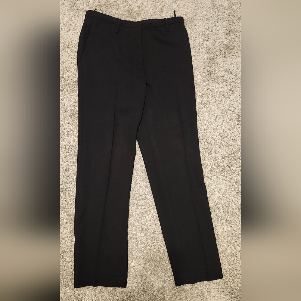 Prada $980 Wool Blend Pleated Straight Leg Dress Pants Size 44 IT (8) Black